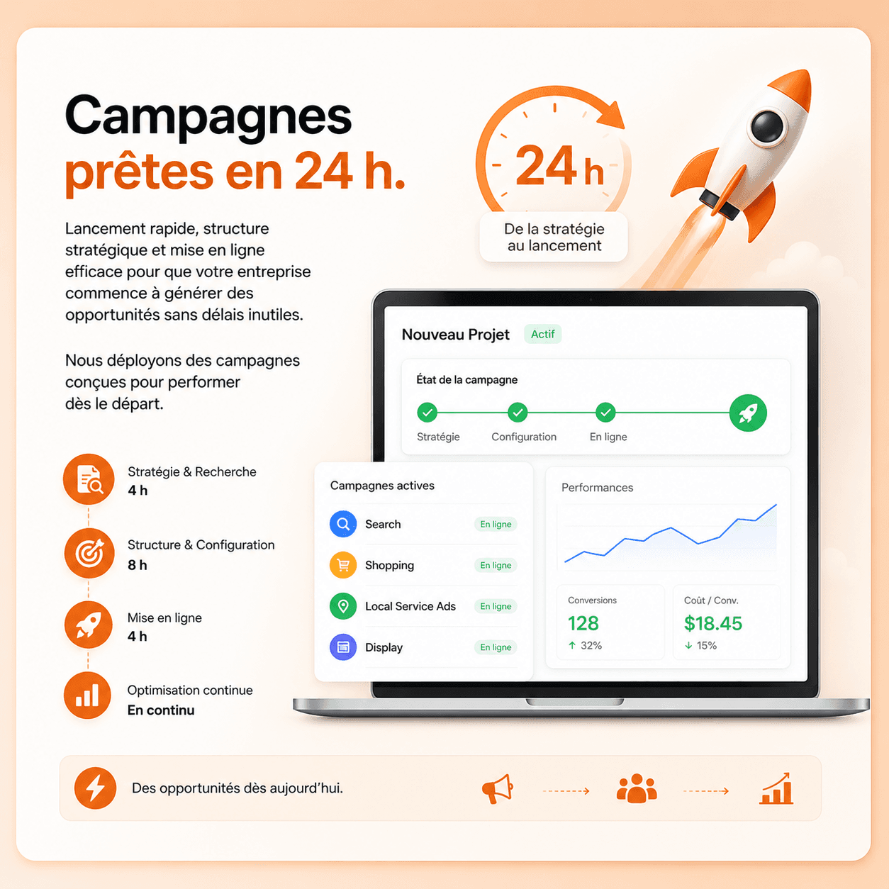 Landing page dédiée optimisée pour chaque campagne Google Ads